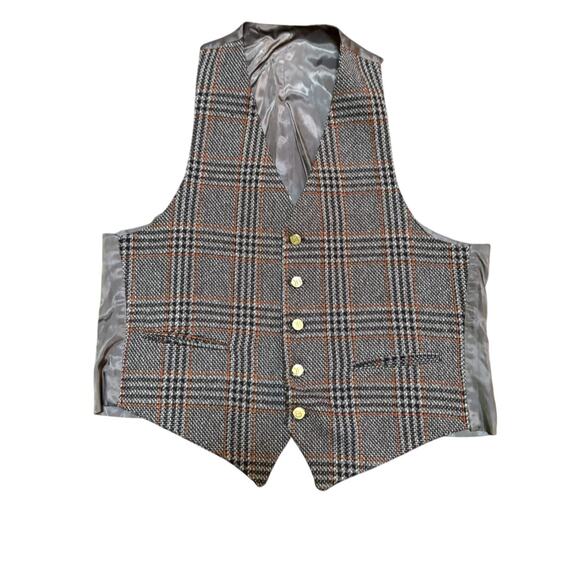 1970s Vintage Wool Vest with Gold Buttons – 18" PTP - Picture 1 of 3